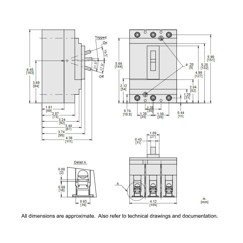 Square D HDL36070 - 3P Circuit Breaker 70A 600V (18kA AIC)