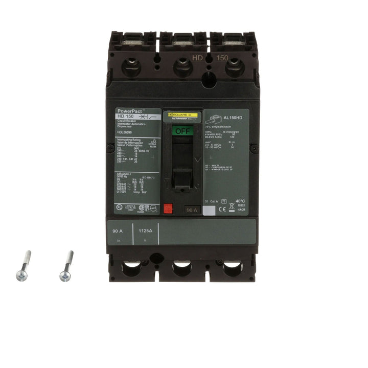 Square D HDL36090 - 3P 90A Circuit Breaker (600V, 18kA AIC)