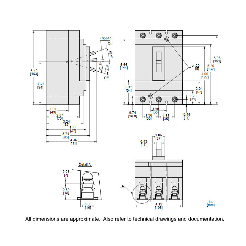 Square D HDL36090 - 3P 90A Circuit Breaker (600V, 18kA AIC)