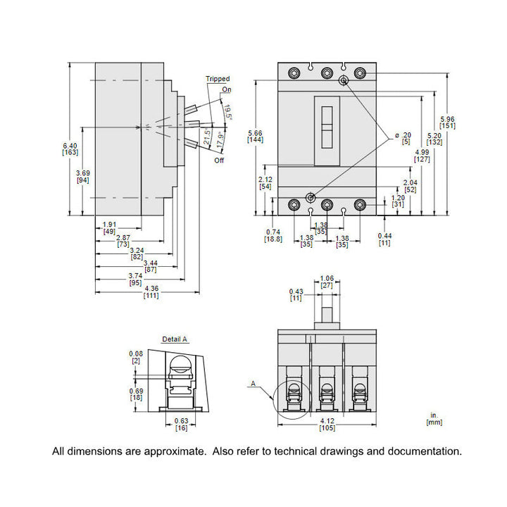 Square D HDL36090 - 3P 90A Circuit Breaker (600V, 18kA AIC)