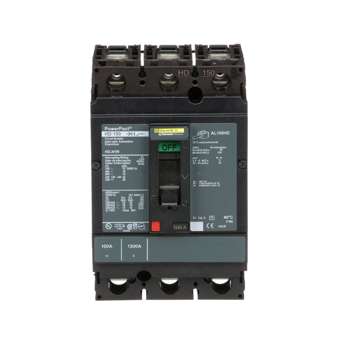 Square D HDL36100 - Molded Case Circuit Breaker 100A 600V 3P