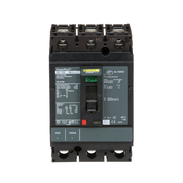 Square D HDL36100 - Molded Case Circuit Breaker 100A 600V 3P