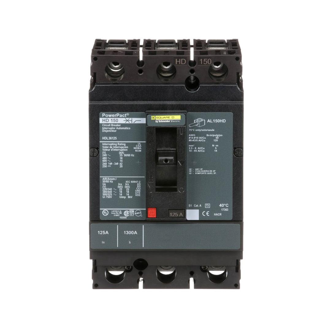 Square D HDL36125 - 3P Circuit Breaker 125A 600V