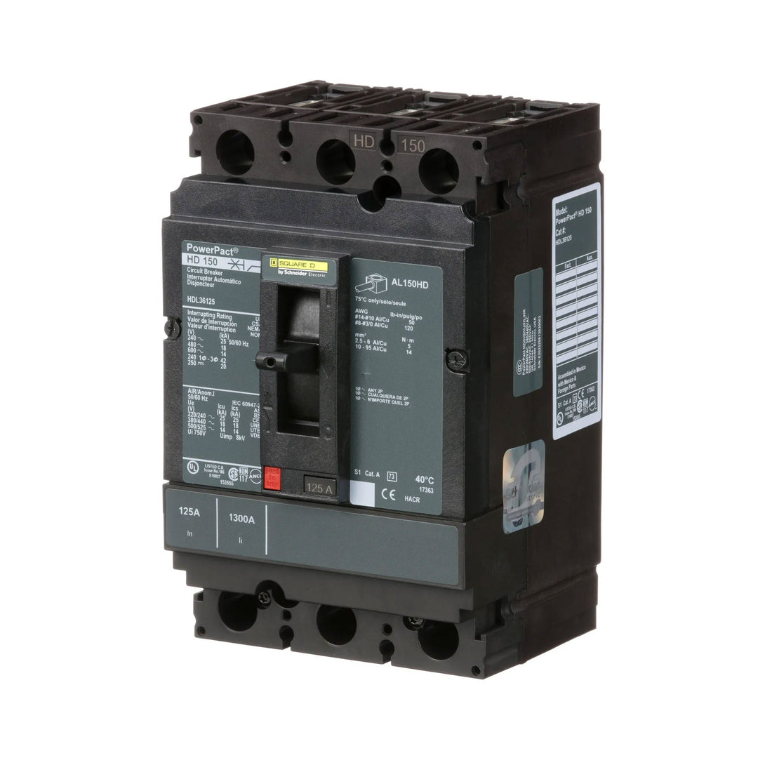 Square D HDL36125 - 3P Circuit Breaker 125A 600V