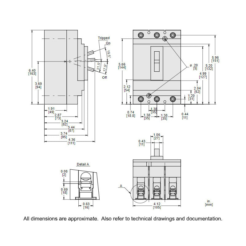 Square D HDL36125 - 3P Circuit Breaker 125A 600V