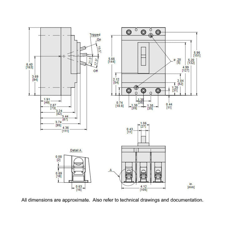 Square D HDL36125 - 3P Circuit Breaker 125A 600V
