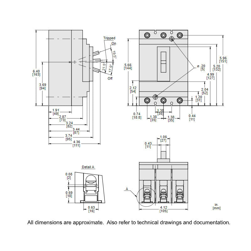 Square D HDL36150 - 3-Pole Circuit Breaker 150A 600V (18kA AIC)