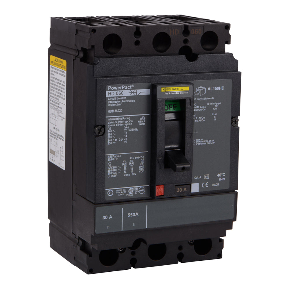 Square D HDM36150 - Molded Case 150A 600V 3-Pole Breaker