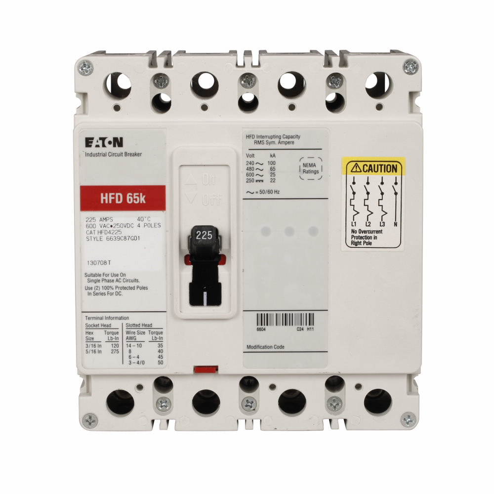 Cutler Hammer HFD4040VL - 40A 4-Pole Molded Case Breaker