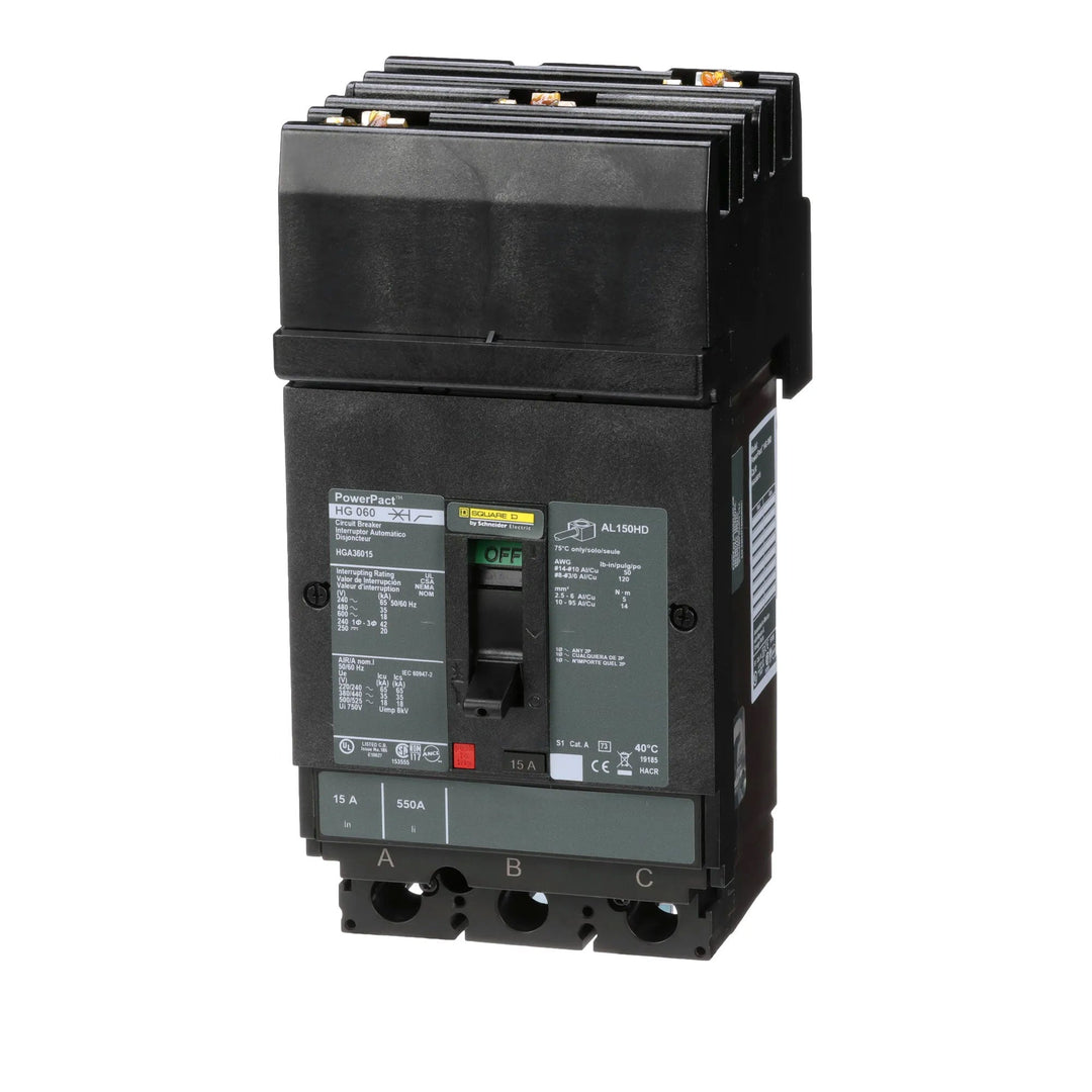 Square D HGA36015 - Molded Case Circuit Breaker 15A 600V 3P
