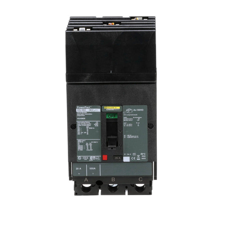 Square D HGA36020 - Molded Case Circuit Breaker 20A 600V 3P