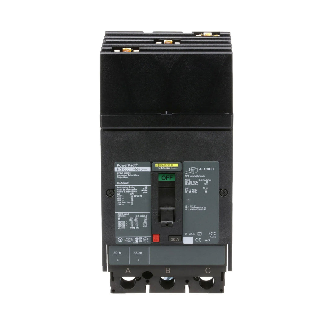 Square D HGA36030 - Molded Case Circuit Breaker 30A 600V 3P