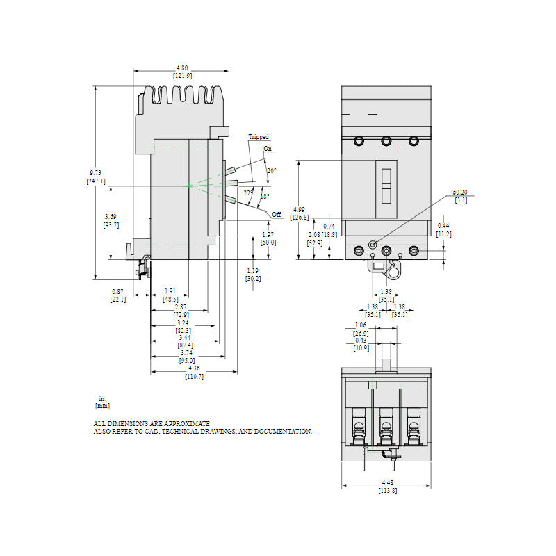 Square D HGA36035 - Molded Case Circuit Breaker 35A 600V 3P
