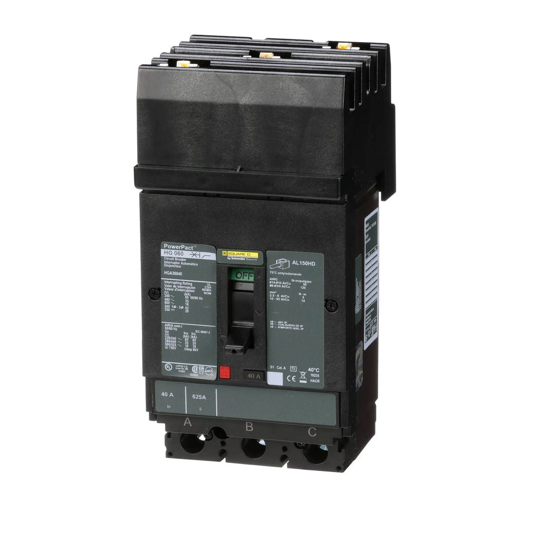 Square D HGA36040 - Molded Case Circuit Breaker 40A 600V 3P