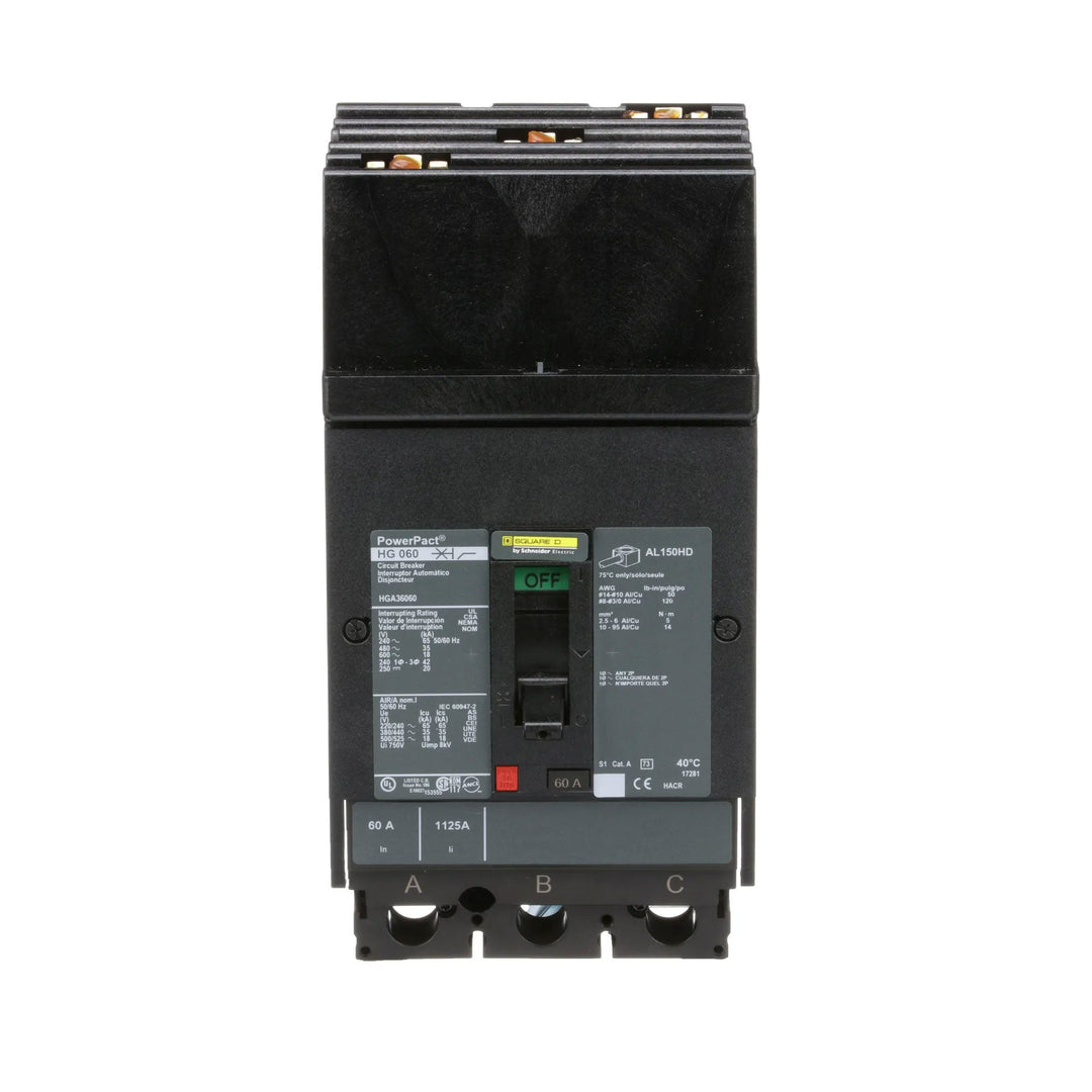Square D HGA36060 - Molded Case Circuit Breaker 60A 600V 3P