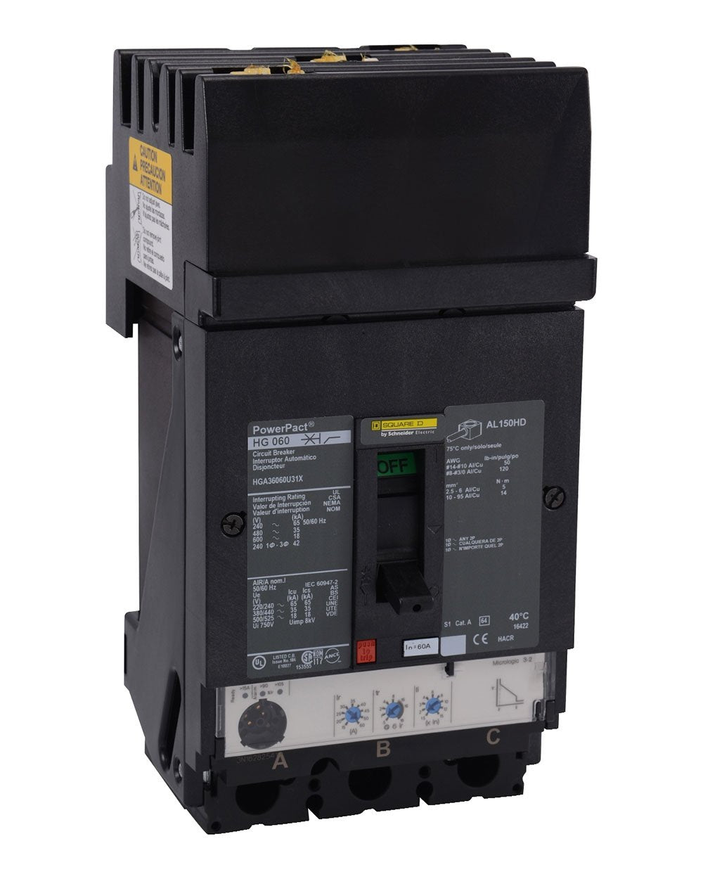 Square D HRA36060U31X - Molded Case Circuit Breaker 60A 600V 3P