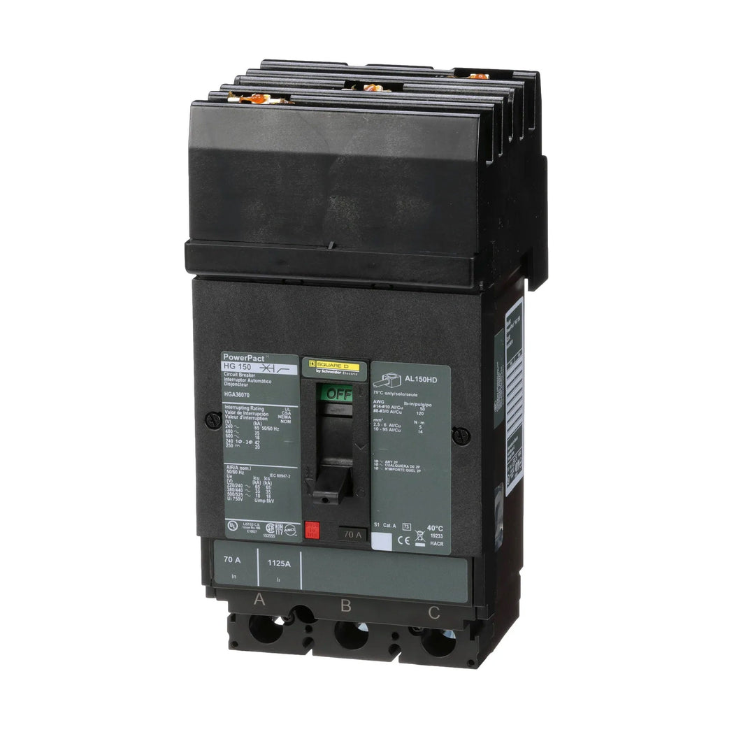 Square D HGA36070 - Molded Case Circuit Breaker 70A 600V 3P