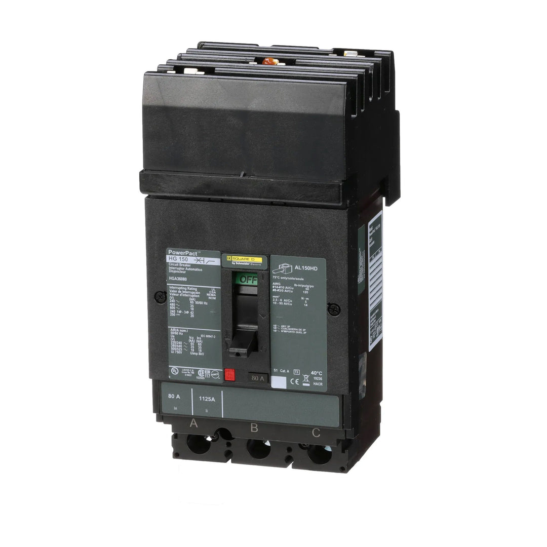 Square D HGA36080 - Molded Case Circuit Breaker 80A 600V 3P