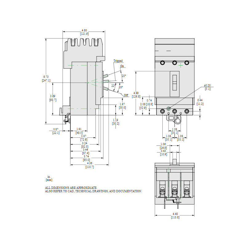 Square D HGA36080 - Molded Case Circuit Breaker 80A 600V 3P