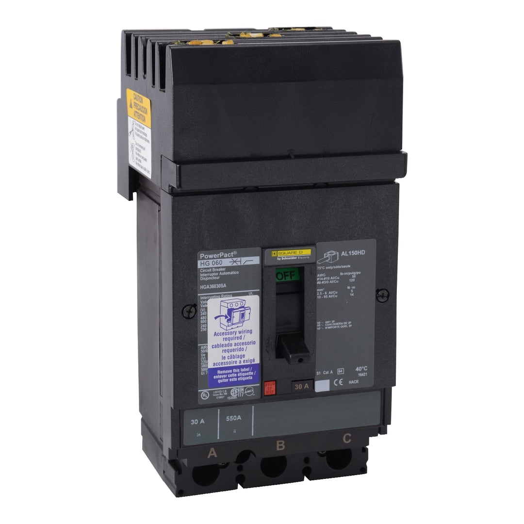 Square D HGA36100U31X - Molded Case Circuit Breaker 100A 600V 3P