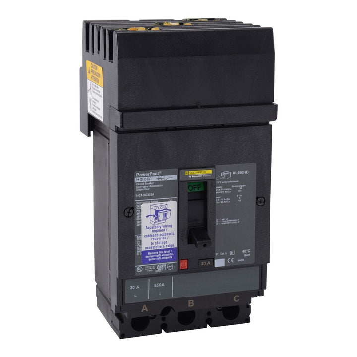Schneider Electric HGA36100U44X - 100A 3-Pole Molded Case Breaker