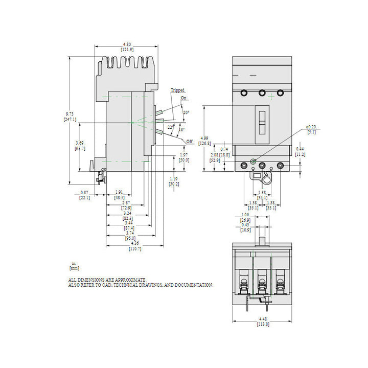 Schneider Electric HGA36100U44X - 100A 3-Pole Molded Case Breaker