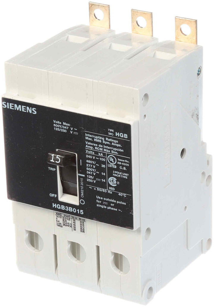 Siemens HGB3B015B - Molded Case Circuit Breaker 15A 600V 3P