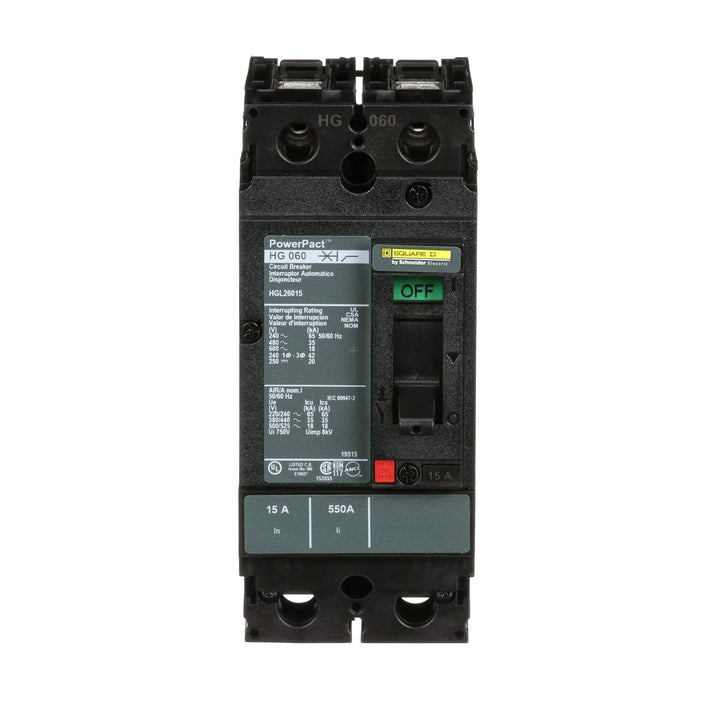 Square D HGL26015 - Molded Case Circuit Breaker 15A 600V 2-Pole