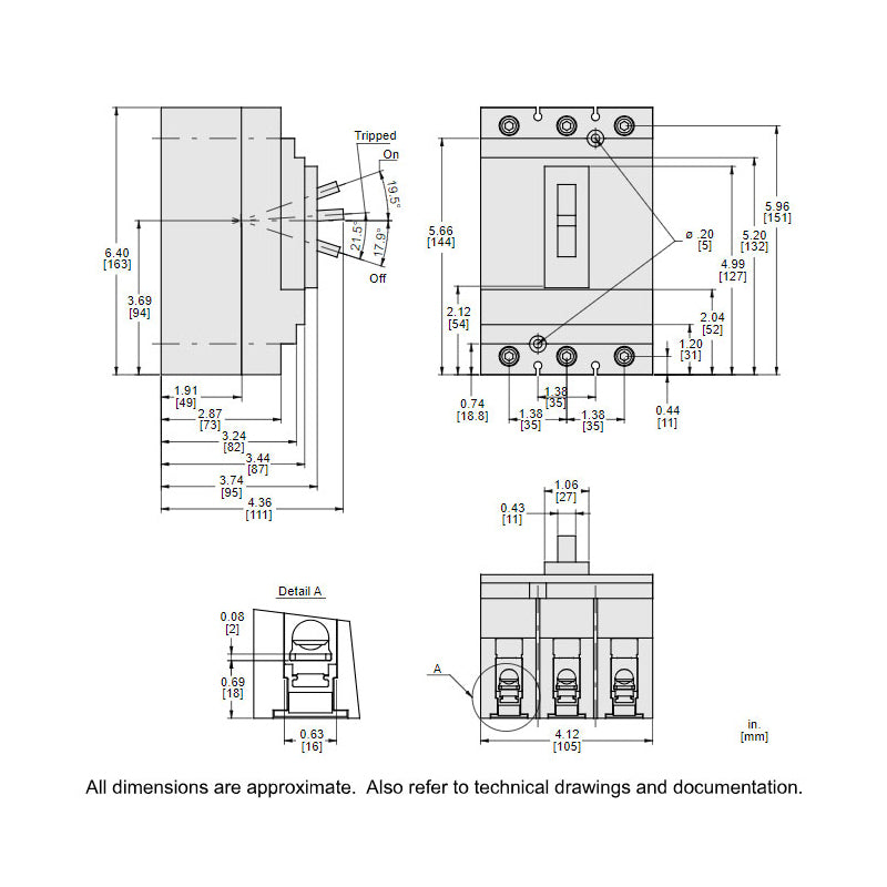 Square D HGL36015 - 3-Pole Circuit Breaker 15A 600V