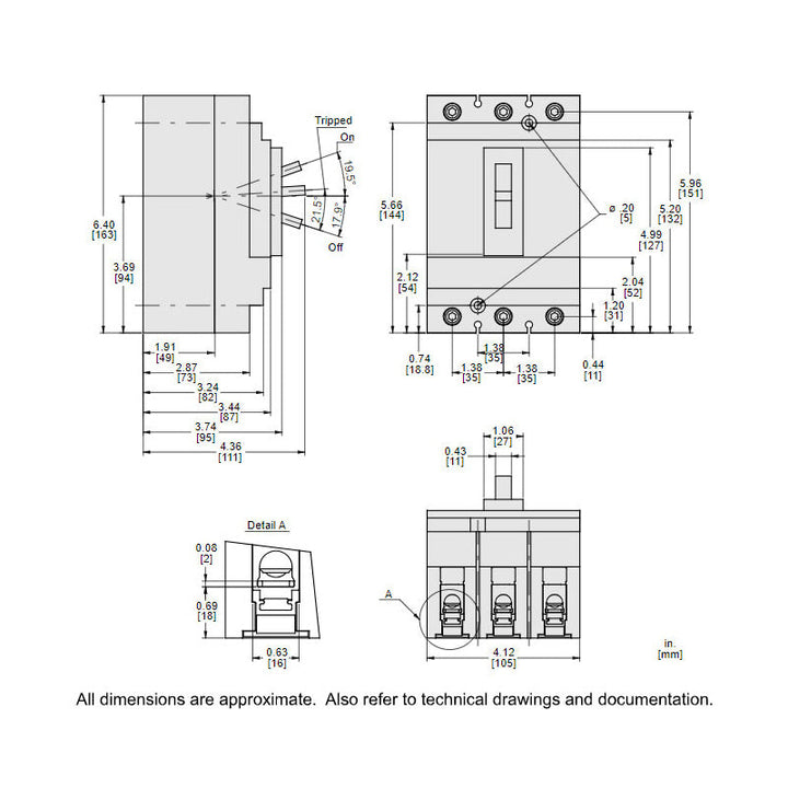 Square D HGL36015 - 3-Pole Circuit Breaker 15A 600V