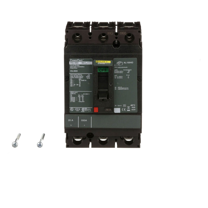 Square D HGL36020 - 3-Pole Circuit Breaker 20A 600V