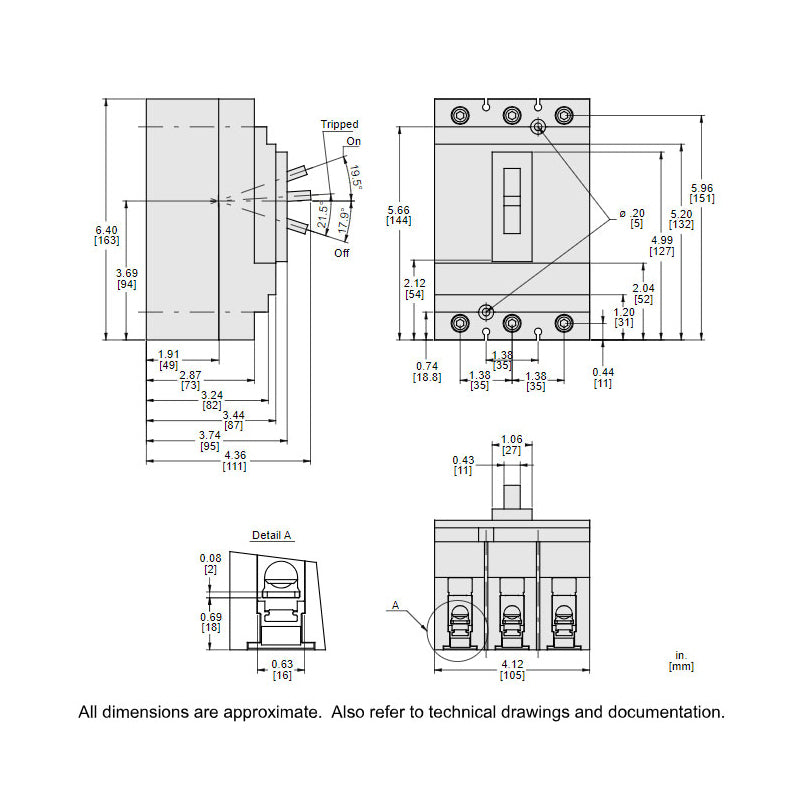 Square D HGL36020 - 3-Pole Circuit Breaker 20A 600V
