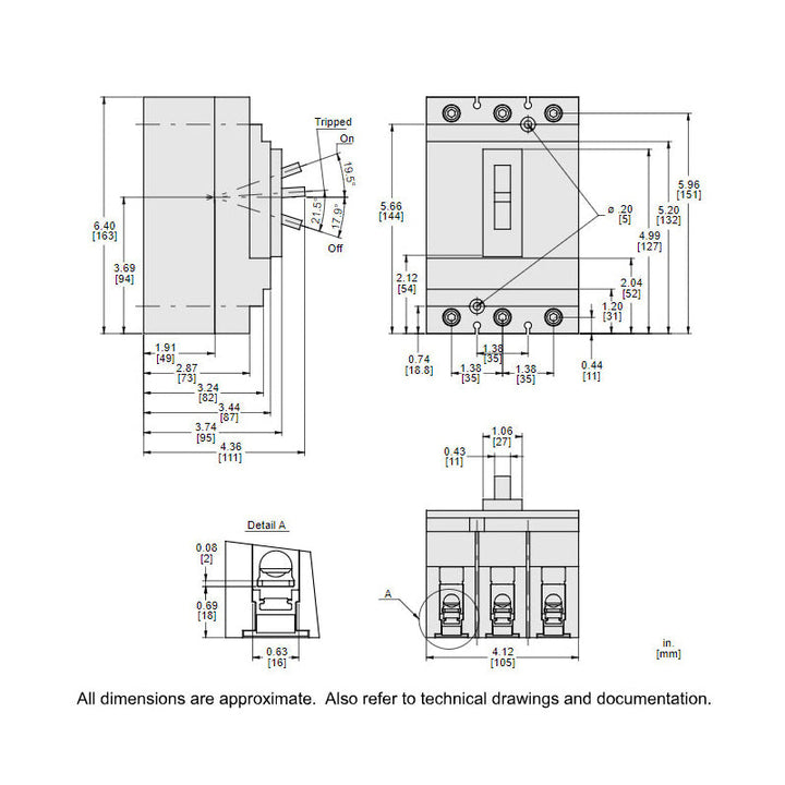 Square D HGL36020 - 3-Pole Circuit Breaker 20A 600V