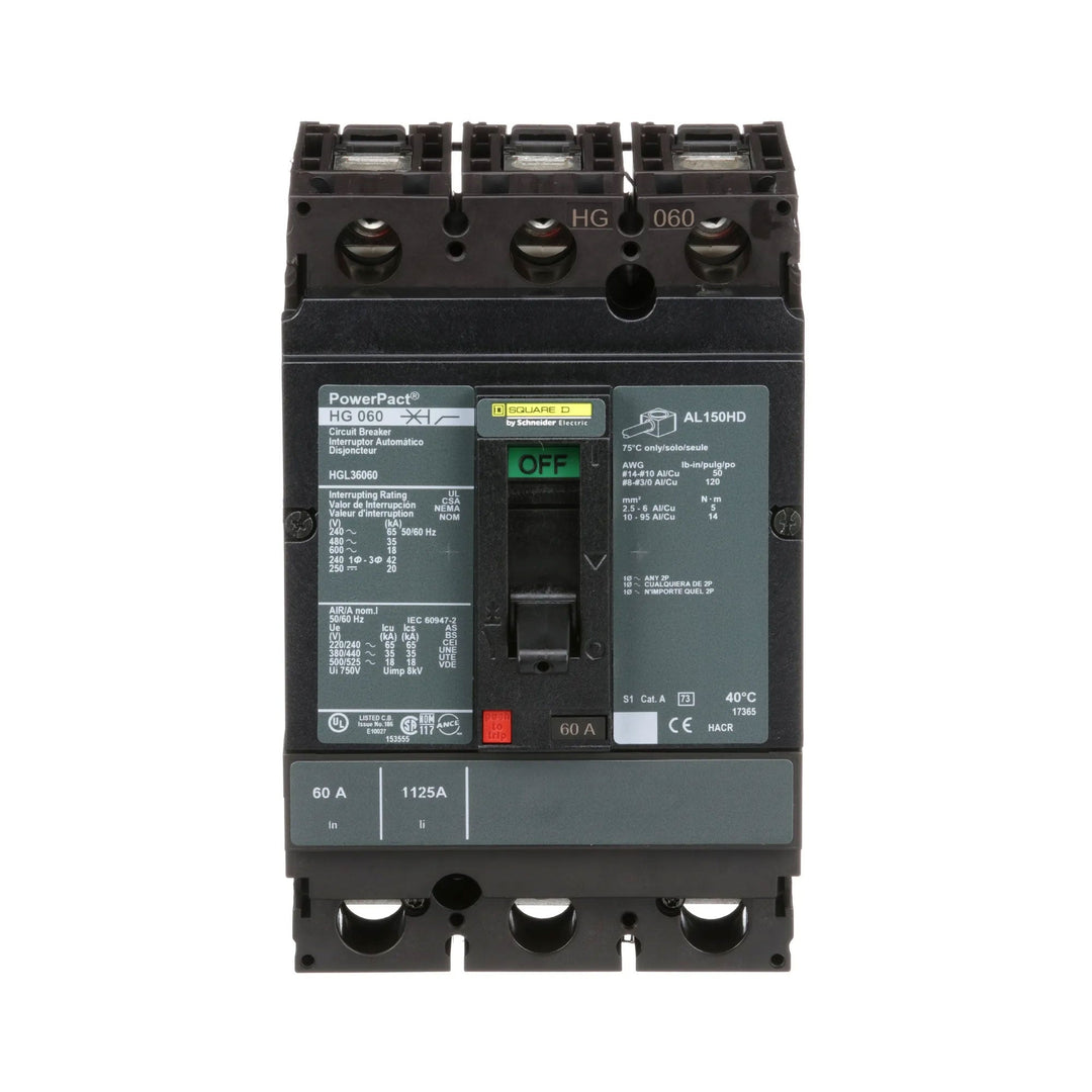 Square D HGL36060 - Molded Case Circuit Breaker 60A 600V 3P