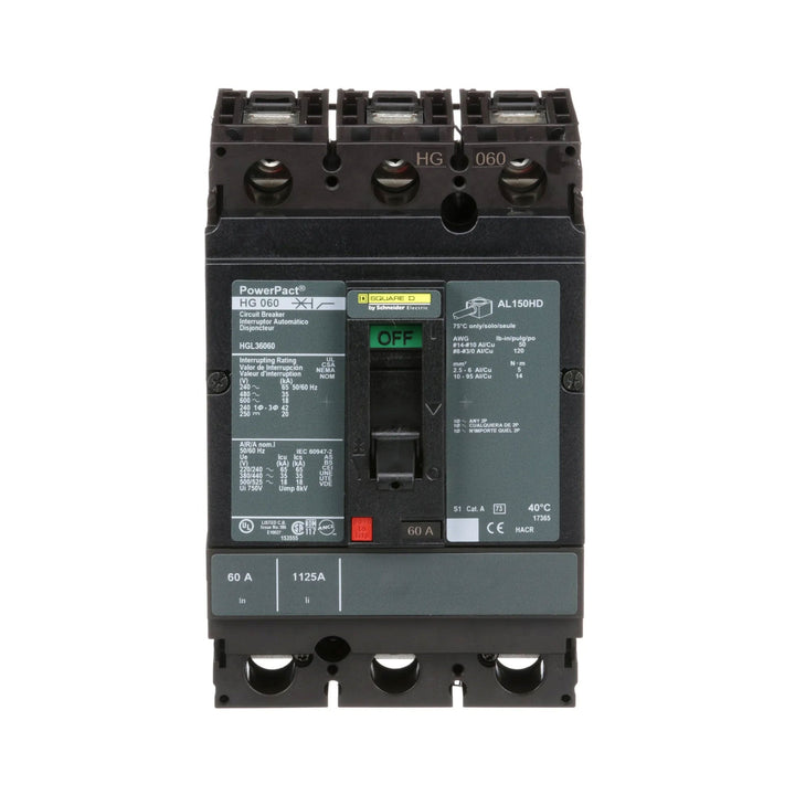 Square D HGL36060 - Molded Case Circuit Breaker 60A 600V 3P
