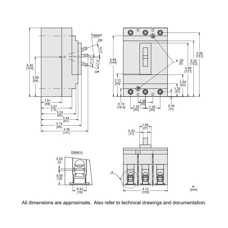 Square D HGL36070 - 70A 3P Circuit Breaker (600V, 35kA AIC)