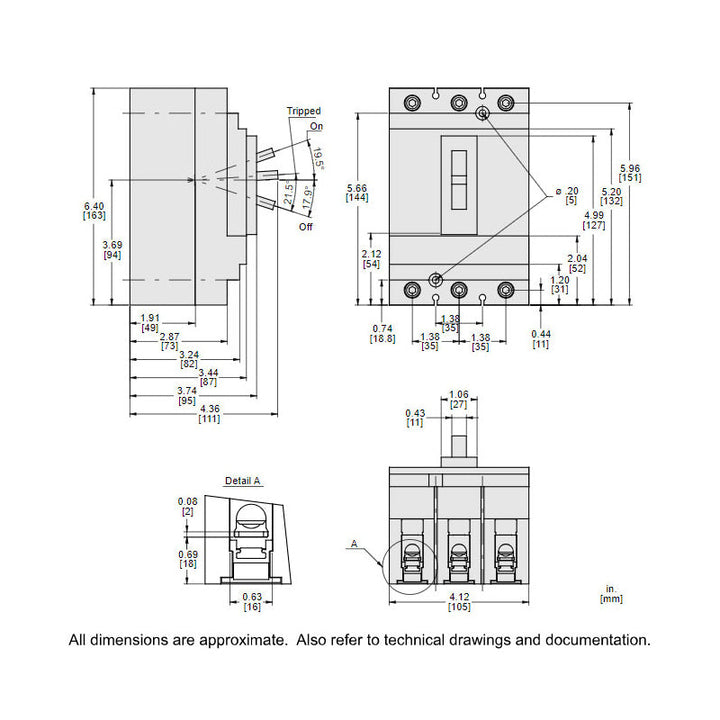 Square D HGL36070 - 70A 3P Circuit Breaker (600V, 35kA AIC)