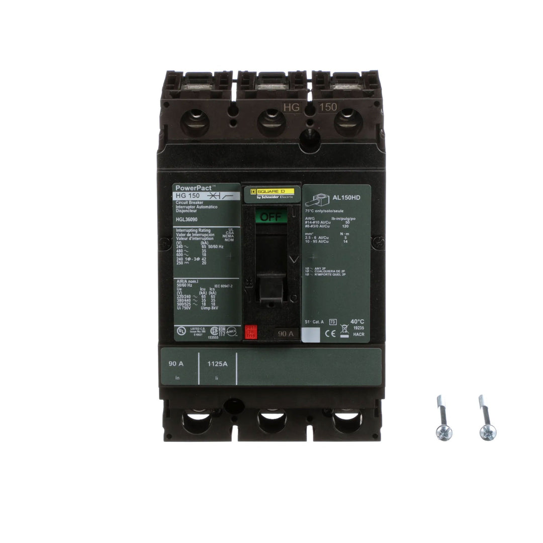 Square D HGL36090 - 90A 3-Pole Thermal Magnetic Breaker (600V, 35kA)