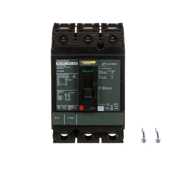 Square D HGL36090 - 90A 3-Pole Thermal Magnetic Breaker (600V, 35kA)