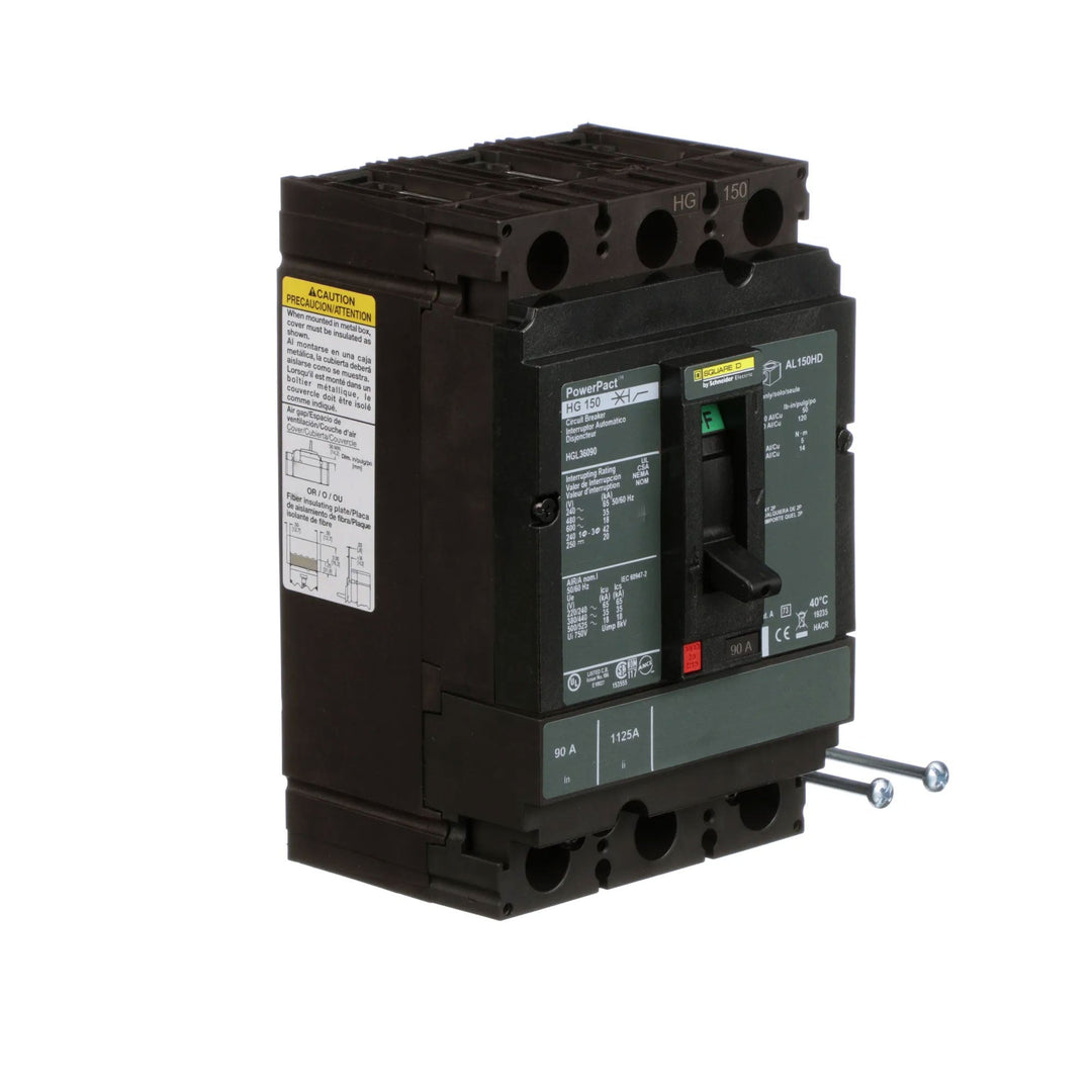 Square D HGL36090 - 90A 3-Pole Thermal Magnetic Breaker (600V, 35kA)