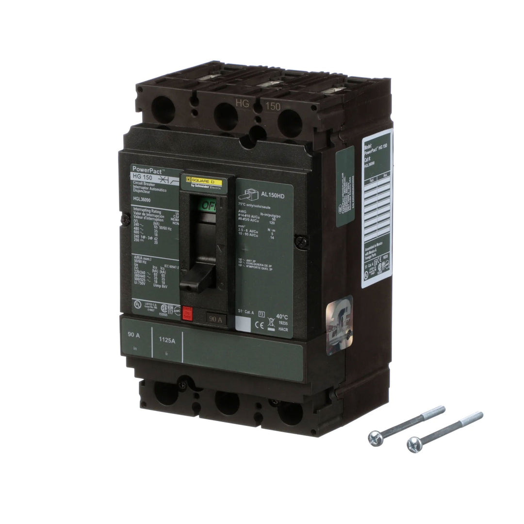 Square D HGL36090 - 90A 3-Pole Thermal Magnetic Breaker (600V, 35kA)