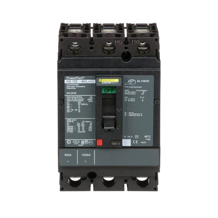 Square D HGL36100 - Molded Case Circuit Breaker 100A 600V 3P
