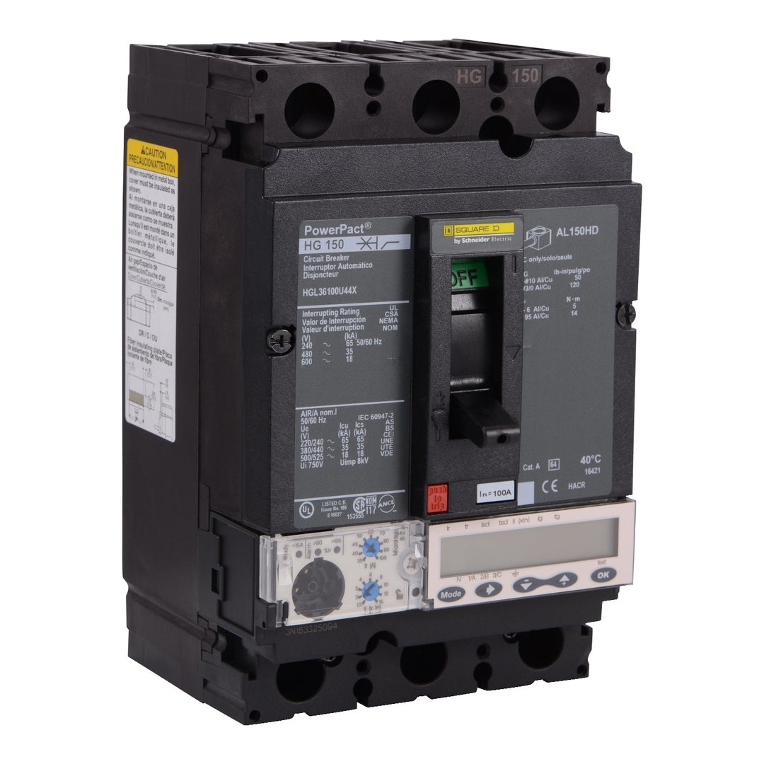Square D HGL36100U54X - Molded Case 100A 600V 3-Phase Breaker