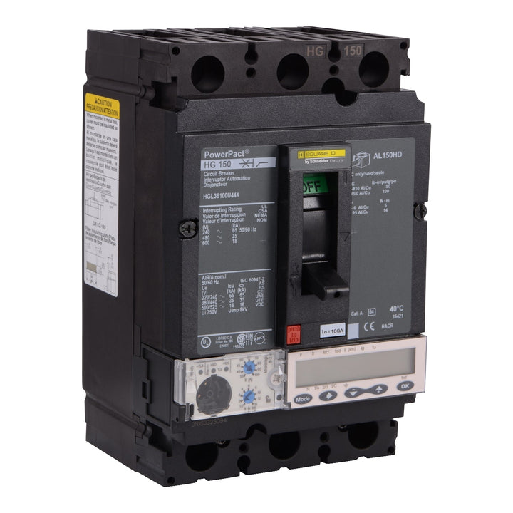 Square D HGL36100U54X - Molded Case 100A 600V 3-Phase Breaker