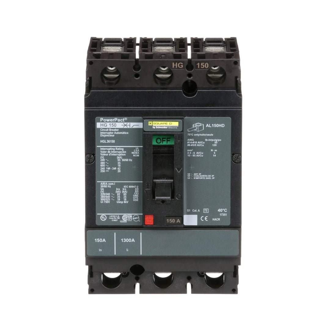 Square D HGL36150 - Molded Case Circuit Breaker 150A 600V 3P