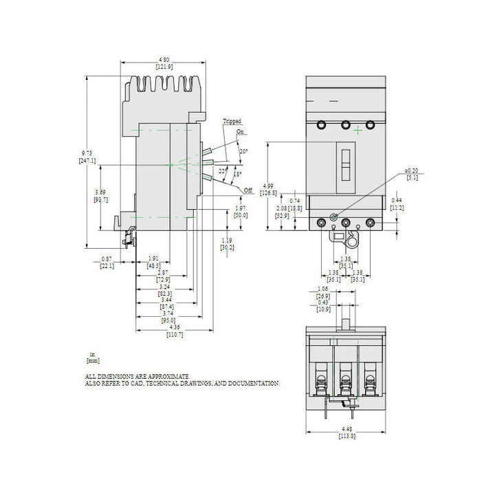 Square D HJA36015 - Molded Case Circuit Breaker 15A 600V 3P