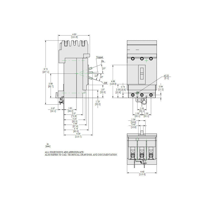 Square D HJA36100U31X - Molded Case Breaker 100A 600V 3P