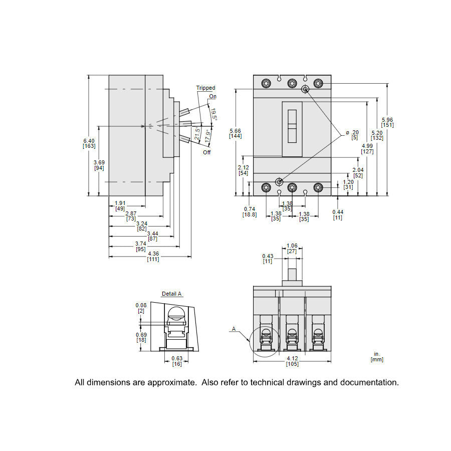 Square D HJL36020 - Molded Case Circuit Breaker 20A 3-Pole