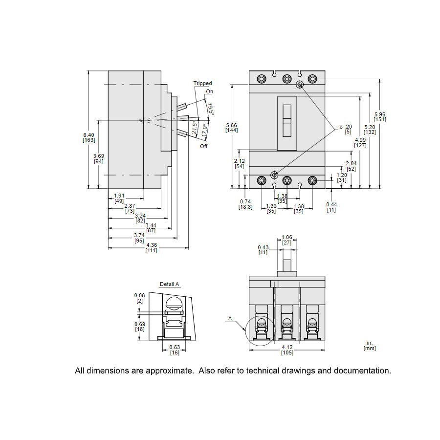 Square D HJL36025 - 3-Pole Circuit Breaker 25A 600V