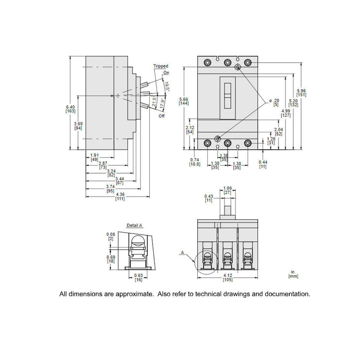 Square D HJL36025 - 3-Pole Circuit Breaker 25A 600V